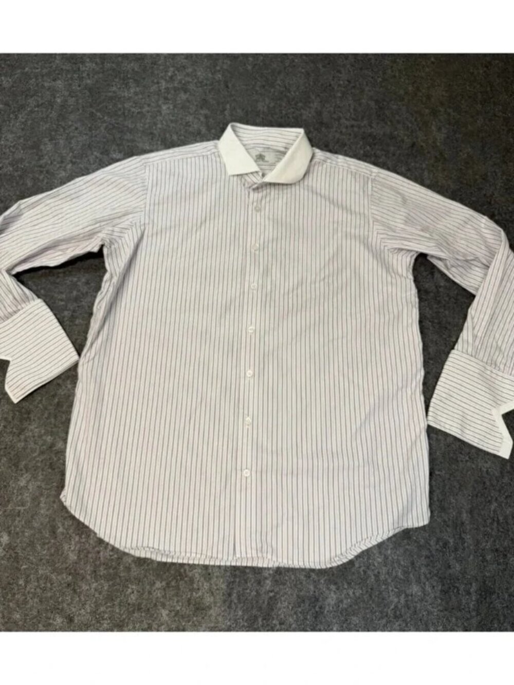Report Oxxford Clothes Mens Custom Made Dress Shirt Striped White Pink Blue Made